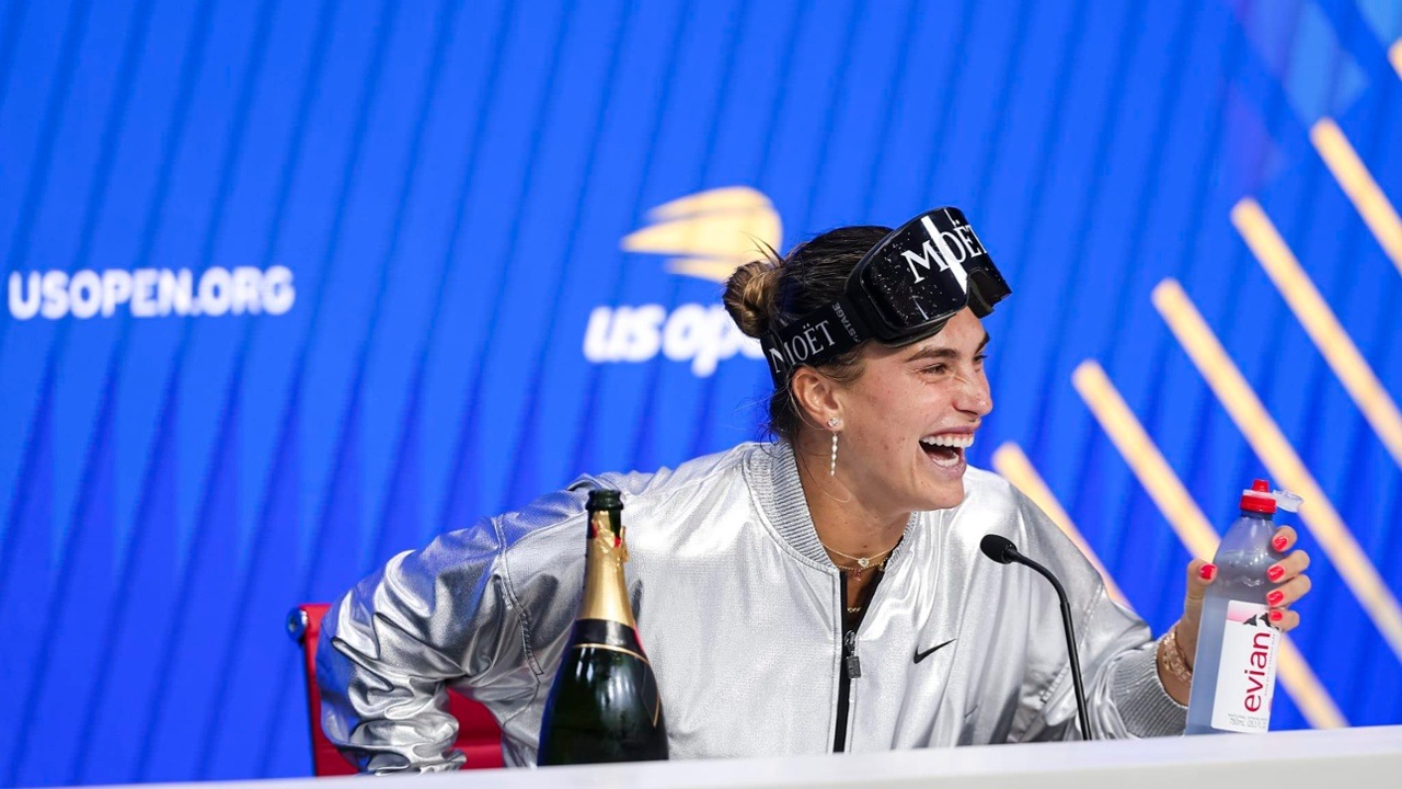 Арина Соболенко на пресс-конференции после победы на US Open — 2025. Источник: US Open / USTA