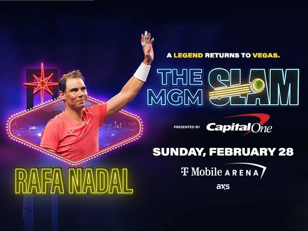 Рафаэль Надаль на официальной афише The MGM Slam: 28 февраля, T-Mobile Arena